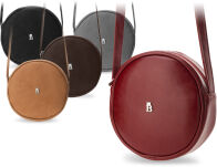 Kulatá dámská listonoška kabelka baleine přírodní kůže v retro stylu camel - 4