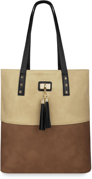 Stylová shopperka dámská kabelka s cvočky a střapci