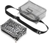 Dámská průhledná šedo bílá bederní ledvinka taštička kabelka na opasek monnari s organizérem panter - stříbrná-černá - 3