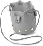 Stylová dámská kabelka měšec pytel přes rameno se stahovací šňůrkou a perličkami - camel - 2