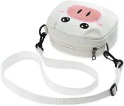 Dívčí crossbody kabelka malá plátěná taštička ve tvaru prasátka BÍLÁ - 4