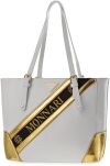 Originální dámská taška monnari s logem velká objemná kabelka shopperka přes rameno - bílozlatá - 2