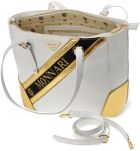 Originální dámská taška monnari s logem velká objemná kabelka shopperka přes rameno - bílozlatá - 4