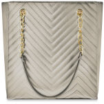 Prošívaná dámská kabelka velká taška shopper bag a4 třásně - šedý - 2