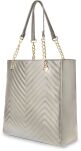 Prošívaná dámská kabelka velká taška shopper bag a4 třásně - šedý - 3