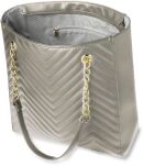 Prošívaná dámská kabelka velká taška shopper bag a4 třásně - šedý - 4