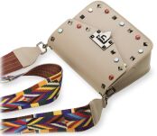 Italská listonoška s barevnými cvočky pásek aztécký vzor vera pelle béžová - 4