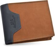 Kožená pánská peněženka vodorovná z matné nubukové kůže - camel - 6