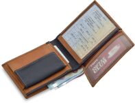 Kožená pánská peněženka vodorovná z matné nubukové kůže - camel - 2