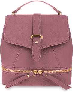 Malý dámský batoh kufřík batůžek ozdobný zip - růžová