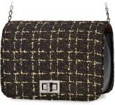 Elegantní dámská proplétaná černá kabelka listonoška ve tvaru obálky na řetízku pokrytá silnou vrstvou melanžové pleteniny - černá - 2