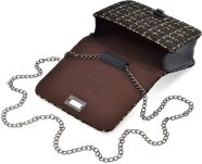 Elegantní dámská proplétaná černá kabelka listonoška ve tvaru obálky na řetízku pokrytá silnou vrstvou melanžové pleteniny - černá - 3