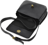 Klasická dámská kabelka malá listonoška s klopou a popruhem - černá - 4