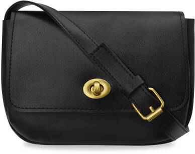 Klasická dámská kabelka malá listonoška s klopou a popruhem - černá