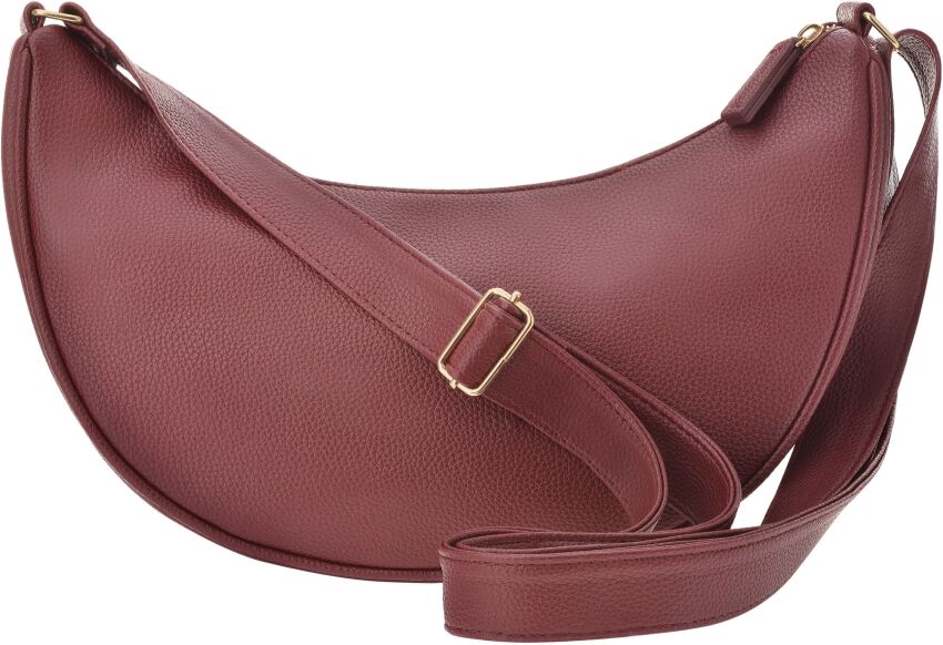 Velká ledvinka půlměsíc elegantní kožená klasická kabelka crossbody - bordová