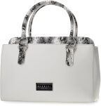 Monnari dámská kabelka kufřík aktovka s reliéfními vložkami vzor hadí kůže shopper do ruky a na rameno - bílá - 3