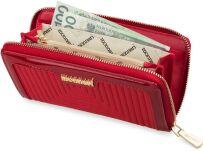 Elegantní dámská peněženka monnari s prošíváním lakované doplňky - červená - 3