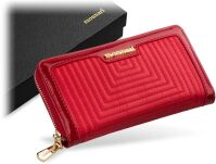 Elegantní dámská peněženka monnari s prošíváním lakované doplňky - červená - 5