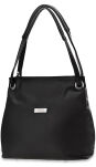 Velká klasická dámská kabelka prostorná volná dvoukomorová taška přes rameno shopper bag a4 - černá - 2