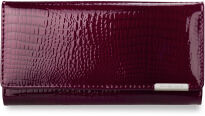 Dámská peněženka z lakované přírodní kůže elegantní velká portmonka - burgundská - 5