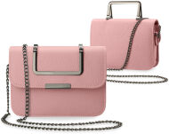 Roztomilá crossbody kabelka s klopou na řetízku a kovovým zdobením - růžová - 6