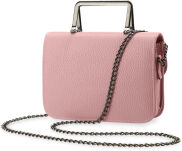Roztomilá crossbody kabelka s klopou na řetízku a kovovým zdobením - růžová - 3