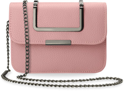 Roztomilá crossbody kabelka s klopou na řetízku a kovovým zdobením - růžová