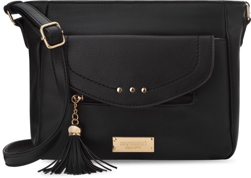 Monnari kabelka typu crossbody s kapsami dámská taška s třásněmi - černá