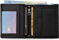 4U Cavaldi malá klasická kožená pánská rozšiřitelná peněženka slick horizontální měkká kůže RFID - černá - 3