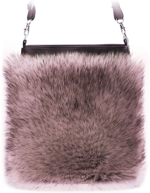 Dámská crossbody kabelka s kožešinkou – černo-růžová