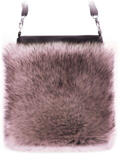 Dámská crossbody kabelka s kožešinkou – černo-růžová