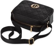 MONNARI prošívaná dámská městská kabelka postbag s prošíváním kabelka na širokém sportovním popruhu s logem - černá - 3