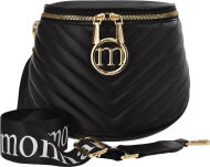 Monnari dámská ledvinka velká prostorná prošívaná taška crossbody s popruhem s logem - černá - 5