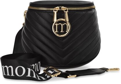 Monnari dámská ledvinka velká prostorná prošívaná taška crossbody s popruhem s logem - černá