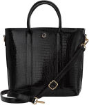 Monnari klasická dámská kabelka aktovka shopper lakovaná croco kůže – černá - 4