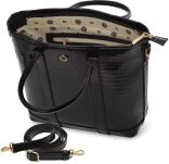 Monnari klasická dámská kabelka aktovka shopper lakovaná krokodýlí kůže - černá - 2