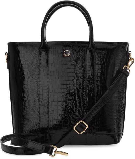 Monnari klasická dámská kabelka aktovka shopper lakovaná krokodýlí kůže - černá