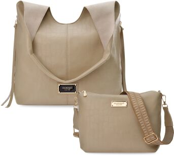 Monnari dámská taška vak shopper volná kabelka 2v1 + crossbody - béžová