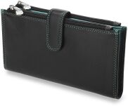 Funkční dámská peněženka visconti přírodní kůže spousta přihrádek černá - červená - 5