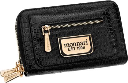 Monnari klasická dámská lakovaná peněženka velká prostorná na zip - černá