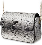 Elegantní objemná dámská černo šedá kabelka listonoška s detailem ve vzoru hadí kůže na řetízku  - 2