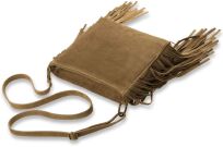 Dámská crossbody kabelka boho styl třásně semiš pravá kůže VERA PELLE - šedá - 4