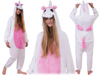Pyžamo kigurumi jednodílný kostým s kapucí –  bílo-růžový pegas - 4