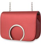 Elegantní listonoška s klopou a řetízkem společenská dámská kabelka - růžová  - 2