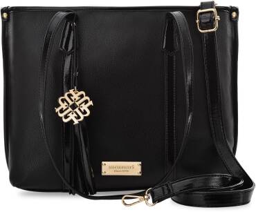 MONNARI shopper taška s kroužkem na klíče s logem prostorná dámská taška přes rameno - černá