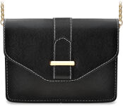 Elegantní dámská pevná kabelka taška shopper listonoška na řětízku s originálním zapínáním černá - 4