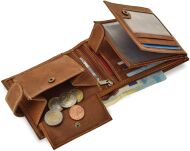 Objemná kožená pánská peněženka always wild horizontální prostorna se sponou proti krádeži rfid secure - camel - 6