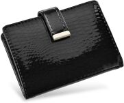 Elegantní pouzdro na karty vizitky lakovaná kůže - černý - 2