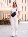 Velká dámská ledvinka prostorná elegantní klasická crossbody ledvinka – černá - 4