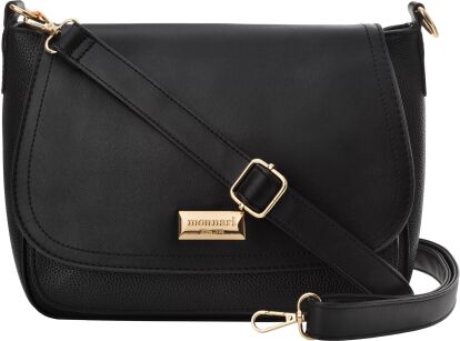 Monnari dámská taška s klopou velká kabelka crossbody s dlouhým páskem - černá
